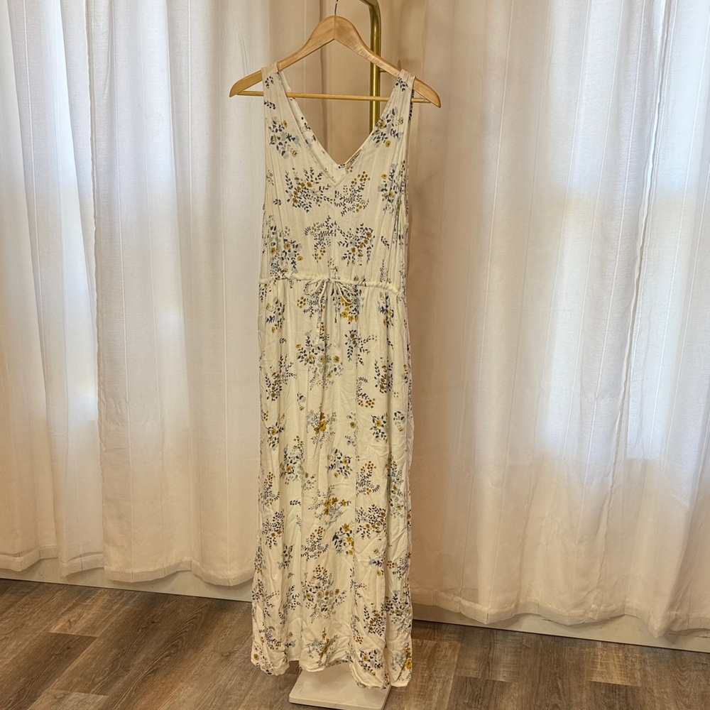 Lucky Brand Floral Maxi Dress in Cream and Blue
